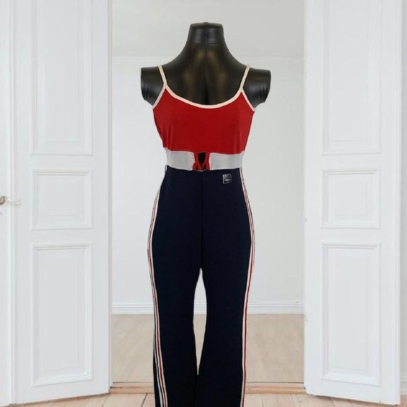 XERS Vintage 1980's Jumpsuit Tank Style Colorblock Americana Women's Size Large - Picture 13 of 14